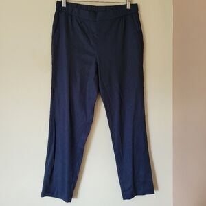 NWT J. Jill Linen Stretch Navy Straight Cropped Leg Pants Size 8 Tall